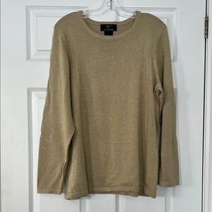 Nina Leonard Gold Crew Neck Sweater